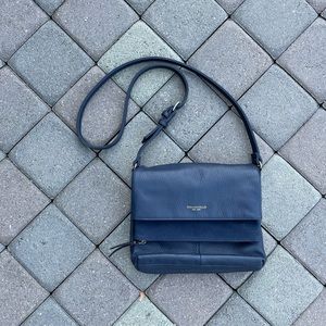 Slate Blue Leather and Suede Multi Compartment Bag